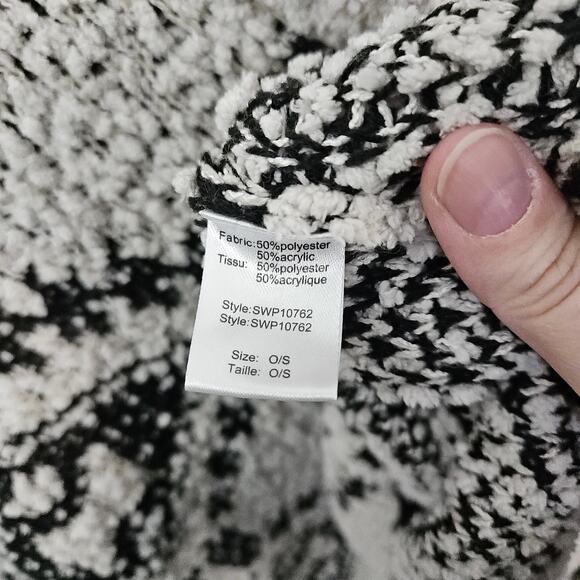 Elan Cream/Black Knit Oversized Pullover Sweater Womens Size OS Flare Sleeves - Picture 7 of 7